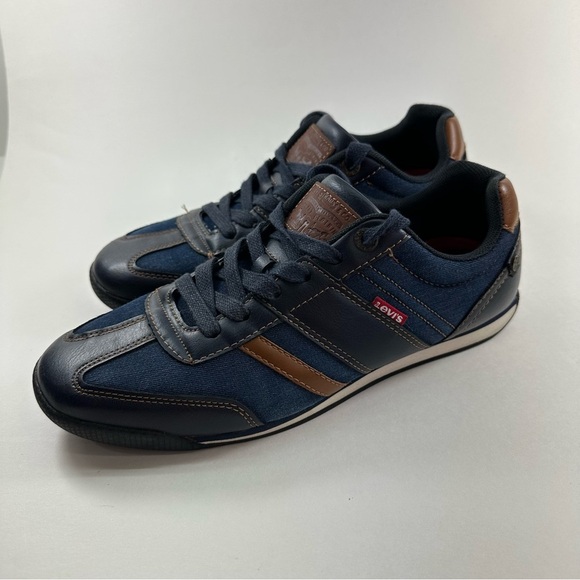 Levi’s Blue Denim Leather Fashion Sneakers Size 8.5 Mens 51763472U - Picture 2 of 7